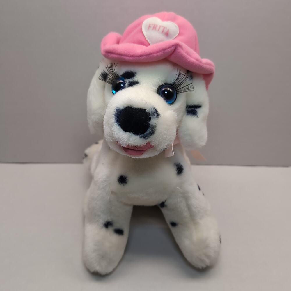 Dakin‎ Frita Dalmation Plush Dog Puppy Pink Firehouse Hat Blue Eyes 1992
